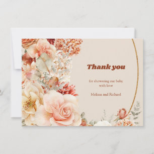 Carte De Remerciements Boho jardin d'automne épices orange beige Baby sho