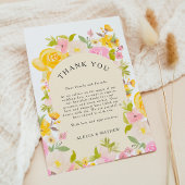 Carte De Remerciements Boho jaune rose fleuri Mariage