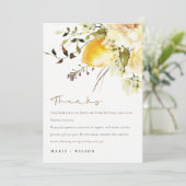 Carte De Remerciements Boho Lemon Aquarelle jaune Mariage floral (Debout devant)