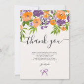 Carte De Remerciements Boho Mariage Fleurs Aquarelle Violet Orange Fête d (Devant)