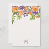 Carte De Remerciements Boho Mariage Fleurs Aquarelle Violet Orange Fête d (Dos)