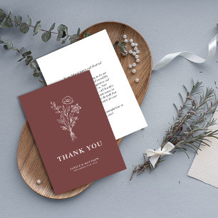 Carte De Remerciements Boho Minimaliste Botanique Mariage Mauve
