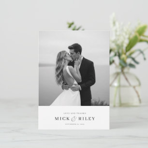 Carte De Remerciements Boho minimaliste typographie Mariage photo