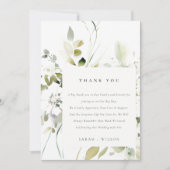 Carte De Remerciements Boho moderne Abstrait vert blanc Mariage floral (Devant)
