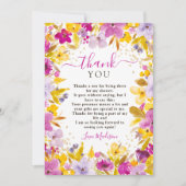 Carte De Remerciements Boho moderne douche de mariée florale lavande viol (Devant)