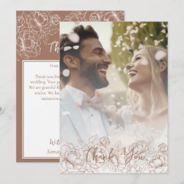 Carte De Remerciements Boho Moderne Mocha Mousse Floral Elégante Photo