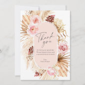 Carte De Remerciements Boho moderne Pampas Aquarelle en laiton Mariage Fl (Devant)