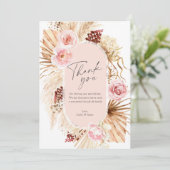 Carte De Remerciements Boho moderne Pampas Aquarelle en laiton Mariage Fl (Debout devant)