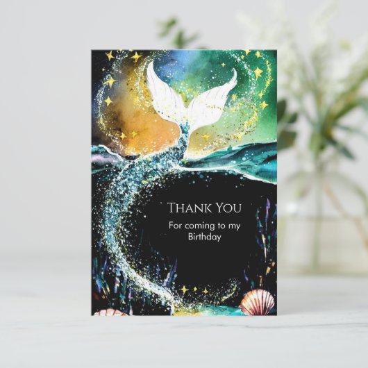 Carte De Remerciements Boho Océan Sirène Anniversaire (Debout devant)