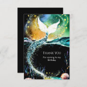 Carte De Remerciements Boho Océan Sirène Anniversaire (Devant / Derrière)