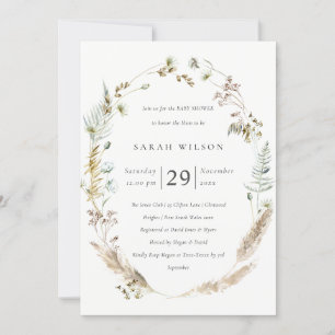 Carte De Remerciements Boho Palm Pampas Grass Baby shower Floral Invitati