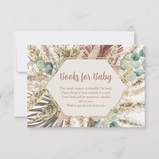 Carte De Remerciements Boho Pampas Grass Books for Baby Card | Neutral (Devant)