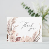 Carte De Remerciements Boho Pampas Grass Floral Fleurs séchées Mariage (Debout devant)