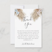 Carte De Remerciements Boho Pampas Grass Genre Revevela Party (Devant)