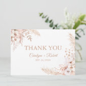 Carte De Remerciements Boho Pampas Grass Mariage Floral (Debout devant)