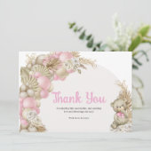 Carte De Remerciements Boho Pampas Grass Teddy Bear Baby shower (Debout devant)