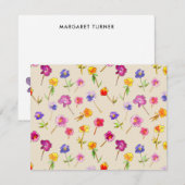 Carte De Remerciements Boho Pansies Fleur sauvage à la main (Devant / Derrière)