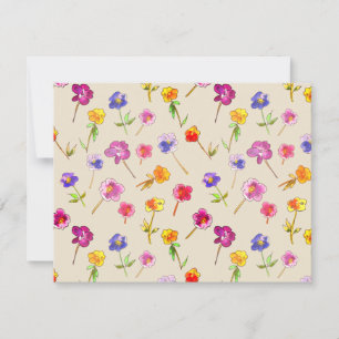 Carte De Remerciements Boho Pansies Fleur sauvage à la main