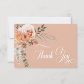 Carte De Remerciements Boho Peach & Rust Floral Peach Blush Mariage (Devant)