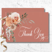 Carte De Remerciements Boho Peach & Rust Floral Rust Mariage