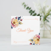 Carte De Remerciements Boho Peachy Floral (Debout devant)