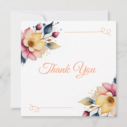 Carte De Remerciements Boho Peachy Floral (Devant)