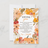 Carte De Remerciements Boho Petit citrouille baby shower d'automne (Devant)