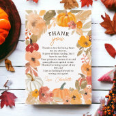 Carte De Remerciements Boho Petit citrouille baby shower d'automne