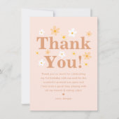 Carte De Remerciements Boho Photo Rose Daisy Anniversaire (Devant)