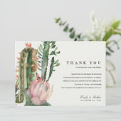 CARTE DE REMERCIEMENTS BOHO PINK DESERT CACTUS MARIAGE D'EAU FLORALE (Debout devant)