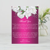 Carte De Remerciements Boho Pink Fuchsia et White Roses Mariage (Debout devant)