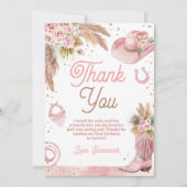 Carte De Remerciements Boho Pink Premier Rodéo 1er Anniversaire (Devant)