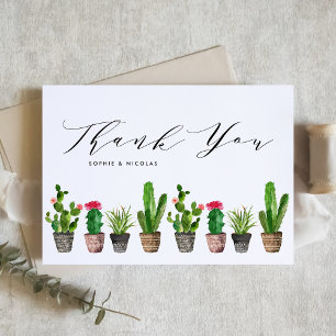 Carte De Remerciements Boho Pot Succulents et Cactus Mariage d'été