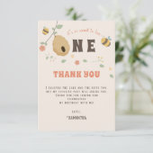 Carte De Remerciements Boho Premier jour d'abeille 1er anniversaire d'abe (Debout devant)