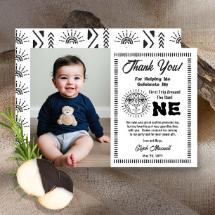 Carte De Remerciements Boho Premier voyage autour du soleil Anniversaire 