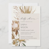 Carte De Remerciements Boho Protea séché Palm Floral Baby shower Invitati (Devant)