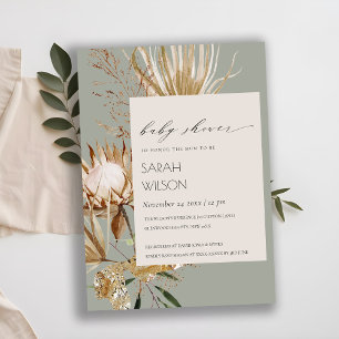 Carte De Remerciements Boho Protea séché Palm Floral Baby shower Invitati
