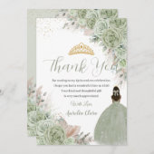 Carte De Remerciements Boho Quinceanera Sage Vert Floral Pampas Grass (Devant / Derrière)