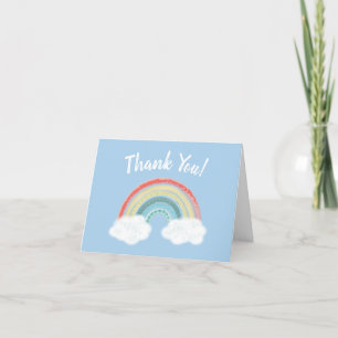 Carte De Remerciements Boho Rainbow Baby shower Blue Boy