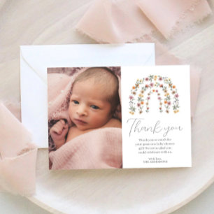 Carte De Remerciements Boho Rainbow Floral Fleur sauvage Baby shower fill