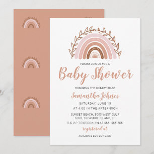Carte De Remerciements Boho Rainbow Invitation, Baby shower bohème