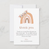 Carte De Remerciements Boho Rainbow Pampas rose Baby shower en herbe (Devant)