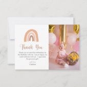 Carte De Remerciements Boho Rainbow Pink Pastel Premier anniversaire (Devant)