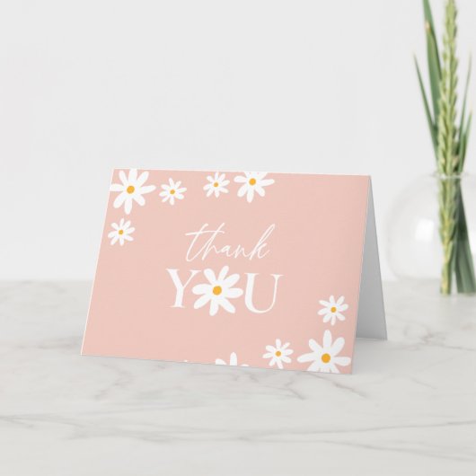 Carte De Remerciements Boho Retro Blush Rose Daisal Floral (Devant)