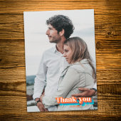 Carte De Remerciements Boho Retro Orange and Blue Typography Wavy Lines