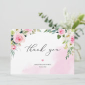 Carte De Remerciements Boho romantique à eucalyptus vert rose doux (Debout devant)