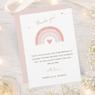 Carte De Remerciements Boho rose arc-en-ciel Aquarelle étoile Baby shower