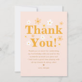 Carte De Remerciements Boho Rose et Jaune Photo Anniversaire Daisy (Devant)