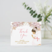 Carte De Remerciements Boho Rose Floral Girl FIRST Holy Communion Cross (Debout devant)