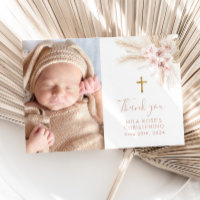 Boho Rose Floral Girls Baptême Christening